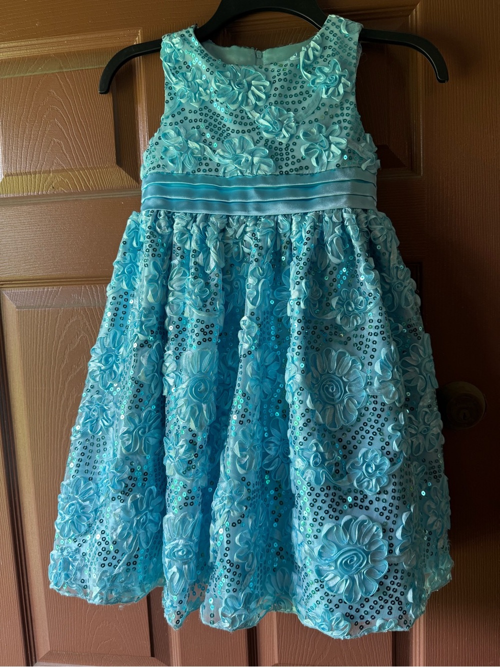 Blue Floral Appliqué Party Dress American Princess Size 6